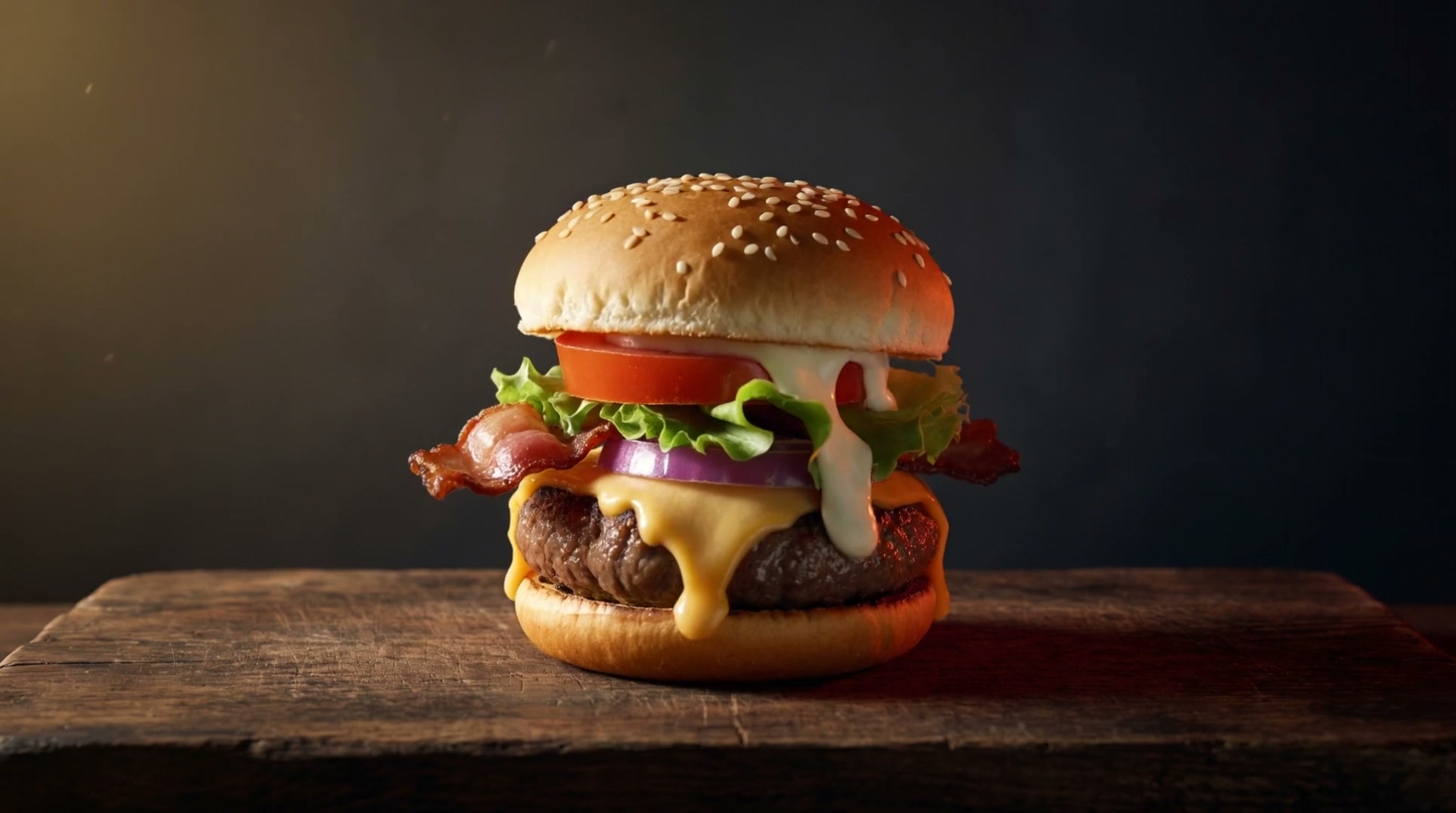 Der fertige Hopp Burger auf dem Holzbrett